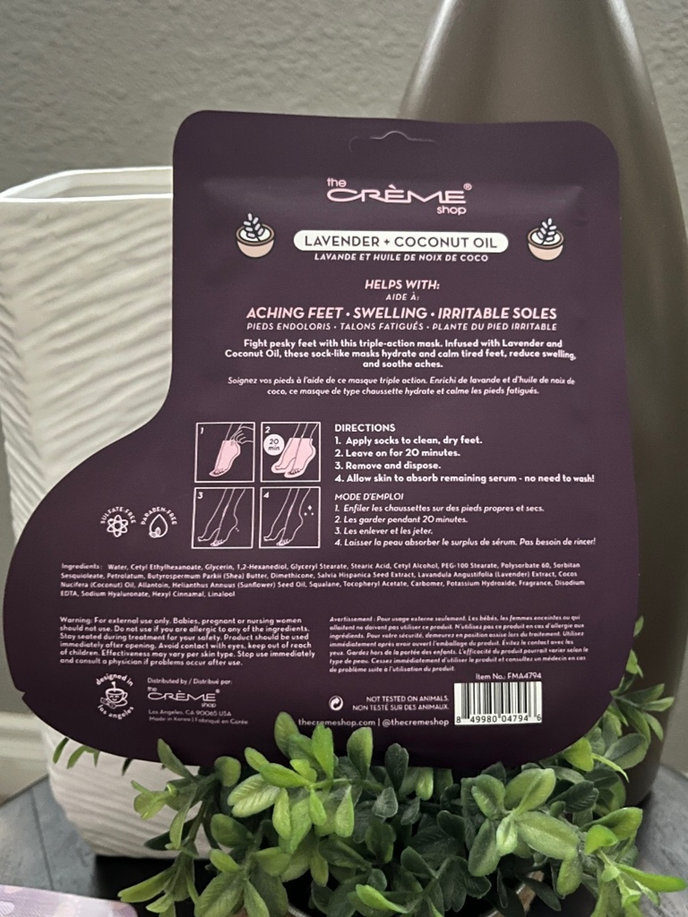 The Crème Shop Soothing & Softening Foot Mask - Lavender + Coconut Oil - Picture 3 of 3